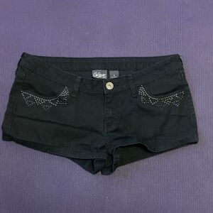 City Streets Black Studded Jean Shorts
